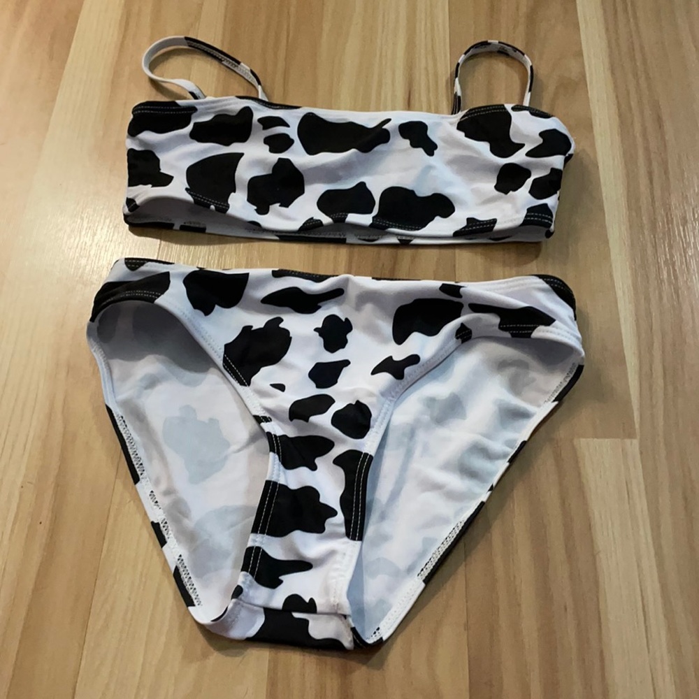 Cow print girls bathing suit